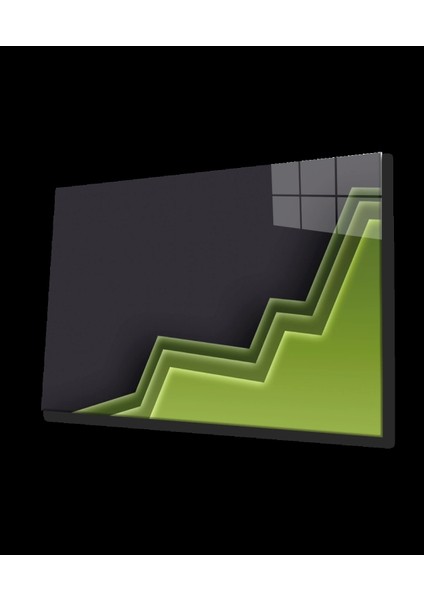 Teknoo- Yeşil Siyah Geometrik Mimari Cam Tablo