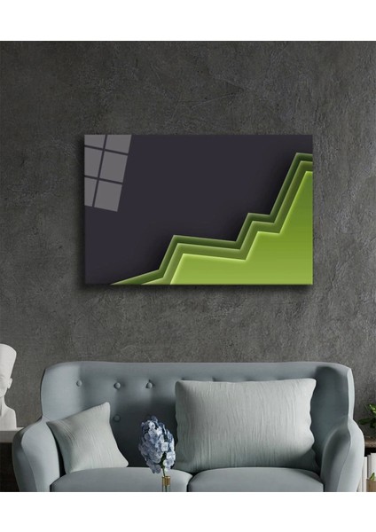 Teknoo- Yeşil Siyah Geometrik Mimari Cam Tablo fiyatları