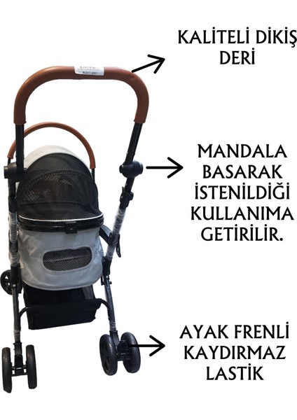 Evcil Hayvan Arabası 76,5x48x99cm Gri Max 15 Kg