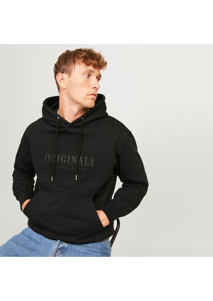 Jack & Jones Erkek Kapüsonlu Gögüs Logo Baskili Sweatshirt - Frederiksberg