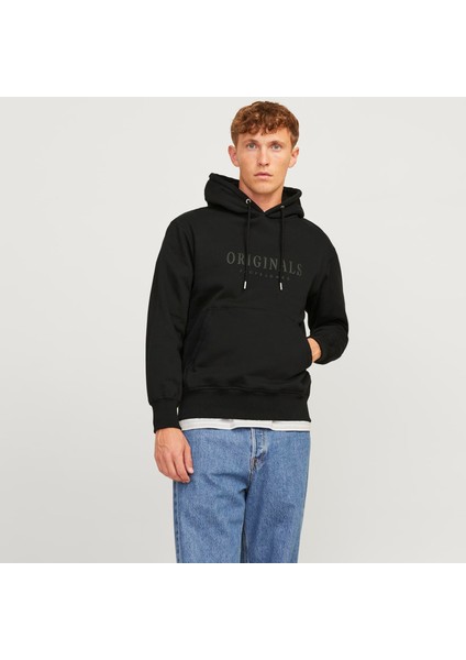 Jack & Jones Erkek Kapüsonlu Gögüs Logo Baskili Sweatshirt - Frederiksberg