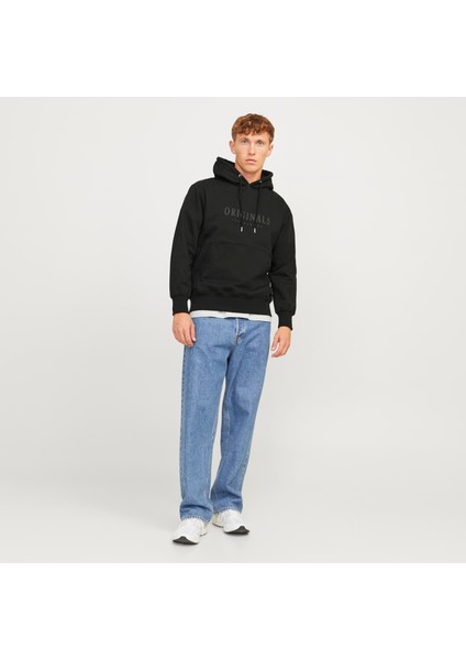 Jack & Jones Erkek Kapüsonlu Gögüs Logo Baskili Sweatshirt - Frederiksberg