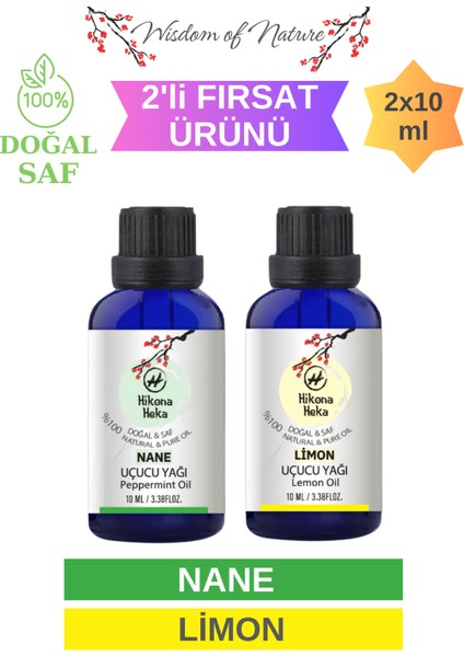 2'li Set (Nane Uçucu Yağı-Limon Uçucuyağı ) Saf ve Doğal Uçucu Yağ (2x10 ml)