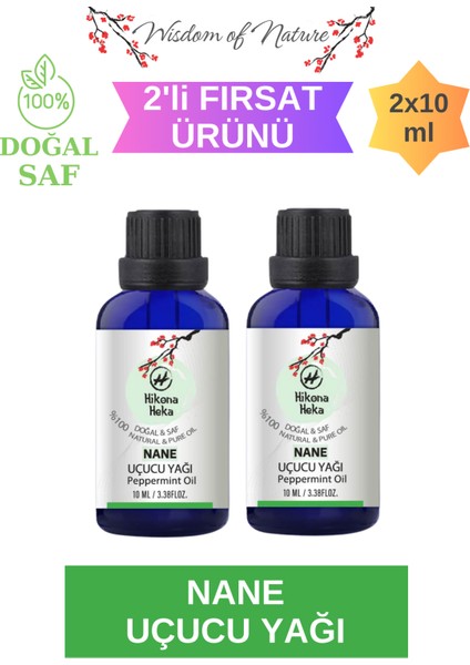 2 Adet Nane Uçucu Yağı (Peppermint Essential Oil) Saf ve Doğal Yağ (2x10 ml)
