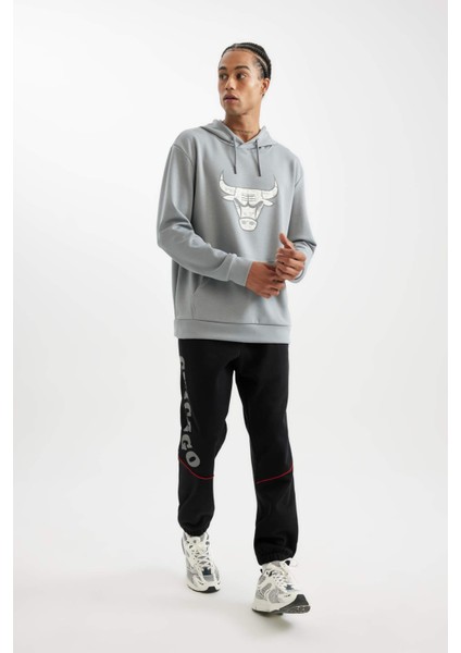 DeFactoFit NBA Chicago Bulls Jogger Eşofman Altı Standart Fit Cepli Düz Paça C9274AX24AU