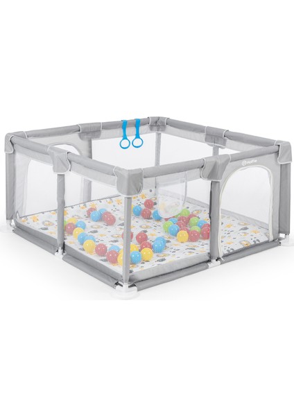 Playard Güvenli Bebek ve Çocuk Oyun Alanı Oyun Parkı 120X120 Oyun Matı Topları ve Yataklı