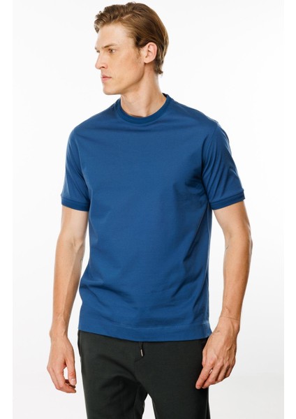 Erkek Sıfır Yaka Basic Pamuklu T-Shirt Parlement
