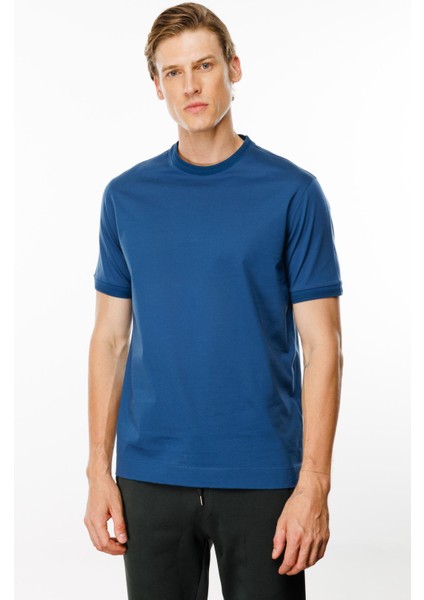Erkek Sıfır Yaka Basic Pamuklu T-Shirt Parlement