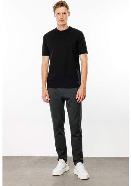 Erkek Sıfır Yaka Basic Pamuklu T-Shirt Siyah