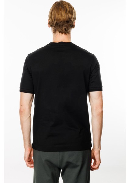 Erkek Sıfır Yaka Basic Pamuklu T-Shirt Siyah