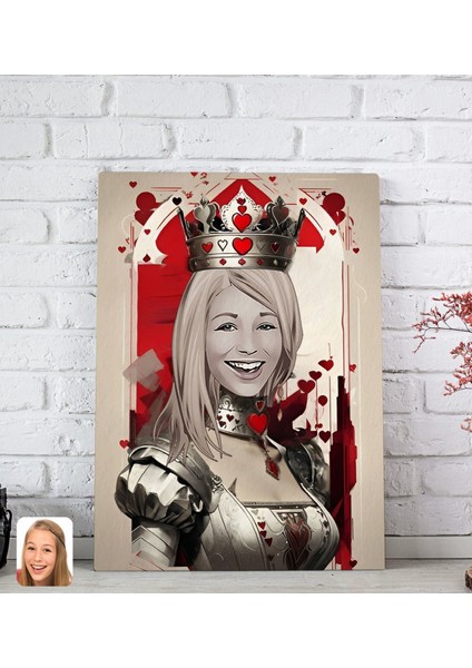 Kişiye Özel Maça Kızı Kraliçe Kanvas TABLO-1(20X30), Sevgiliye Hediye, Arkadaşa Hediye