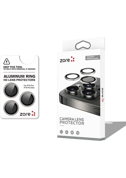 Apple iPhone 16 Pro Zore Cl-12 Premium Safir Parmak Izi Bırakmayan Anti-Reflective Kamera Lens Koruy