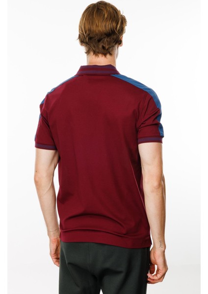 Erkek Polo Yaka Omuzu Şeritli T-Shirt Bordo fırsatları