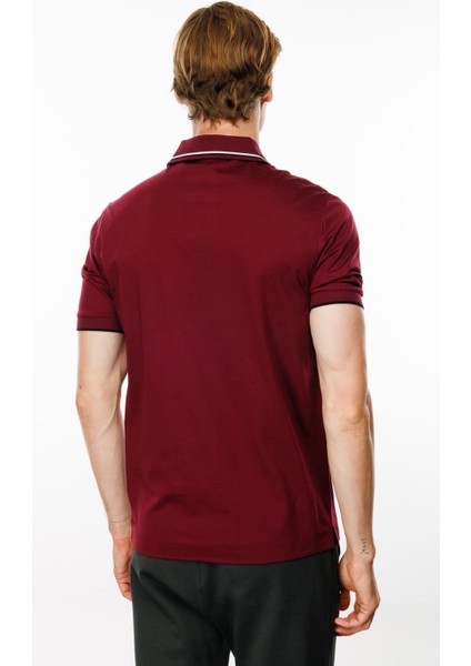 Erkek Polo Yaka Yakası Çizgili T-Shirt Bordo fırsatları