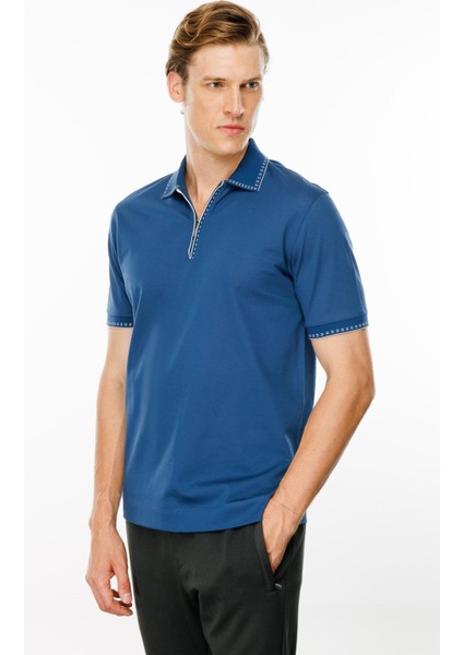 Erkek Polo Yaka Yakası Fermuarlı T-Shirt Parlement modelleri