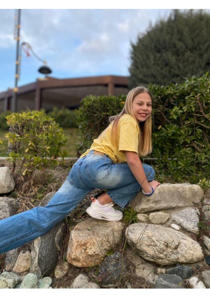 Çocuk Bol Paça Kot Pantolon modelleri