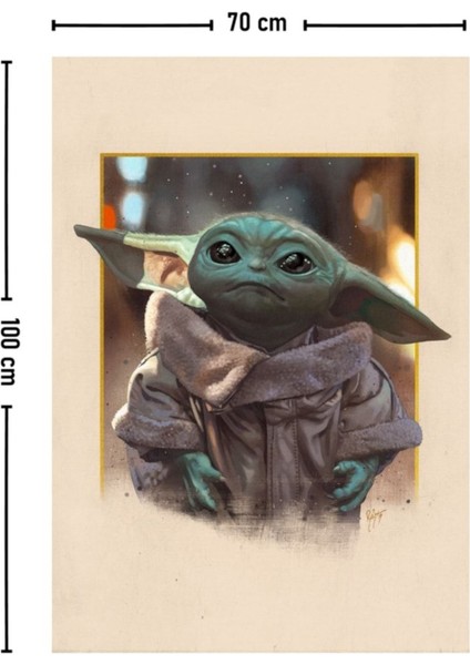 Yoda temalı duvar halısı, bej renk, dikdörtgen, 140x100 cm boyut. modelleri