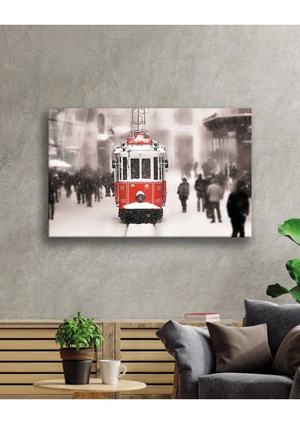 Teknoo- Istanbul Kış Tramvay Manzaralı Cam Tablo fiyatları