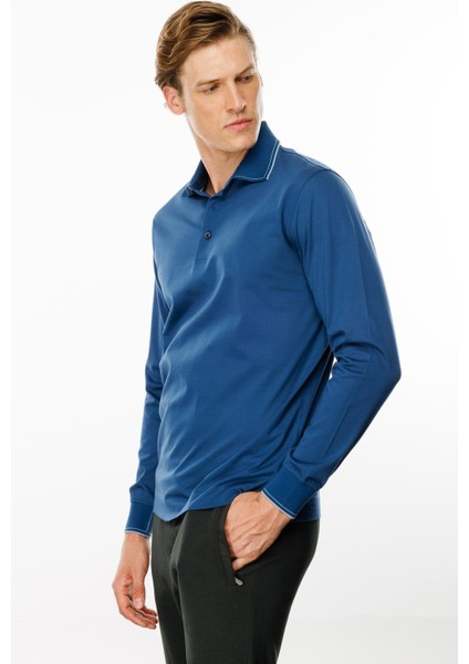 Erkek Polo Yaka Uzun Kollu Sweatshirt Parlement