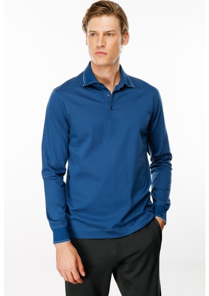 Erkek Polo Yaka Uzun Kollu Sweatshirt Parlement