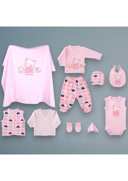Leylek Baby Kalpli Ayıcık Model 10 Parça Set (Pembe)