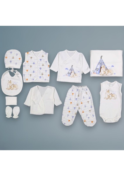 Leylek Baby Çadır Ceylan Baskılı 10 Parça Takım ( Mavi)