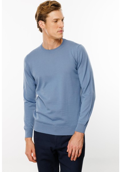 Erkek Basic Sıfır Yaka Ince Triko Kazak H.mavi fiyatları