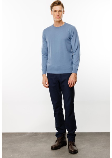 Erkek Basic Sıfır Yaka Ince Triko Kazak H.mavi fırsatları