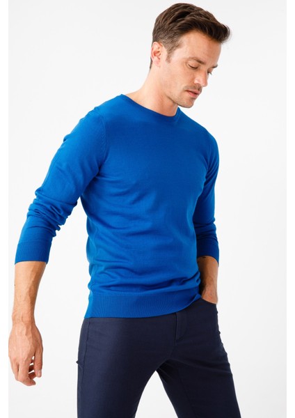 Erkek Basic Sıfır Yaka Ince Triko Kazak Saks fiyatları