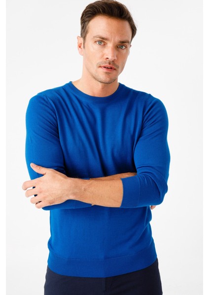 Erkek Basic Sıfır Yaka Ince Triko Kazak Saks fırsatları