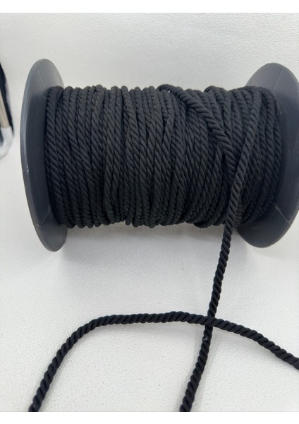 5 mm Burgulu Kordon-5 Metre-(Siyah)
