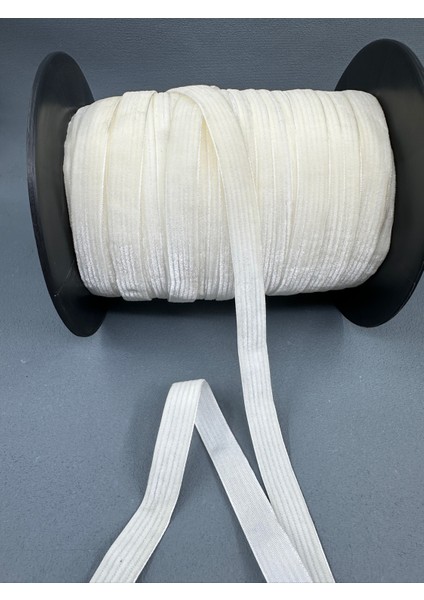 1.5 cm Çizgili Kadife-5 Metre-(Ekru)