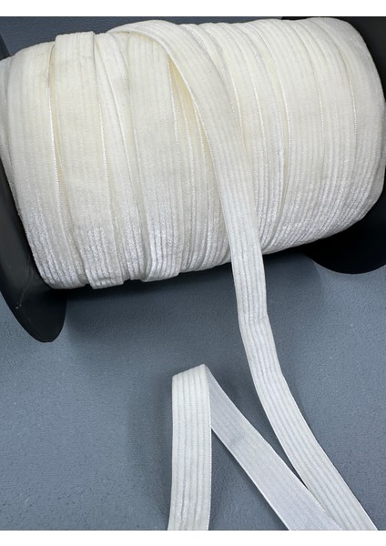 1.5 cm Çizgili Kadife-5 Metre-(Ekru)