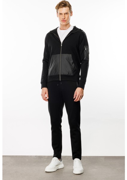 Erkek Kapüşonlu Kanguru Cepli Eşofman Üstü Siyah fiyatları