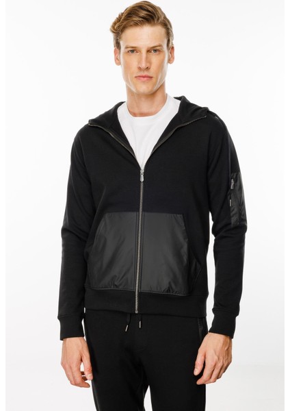 Erkek Kapüşonlu Kanguru Cepli Eşofman Üstü Siyah modelleri