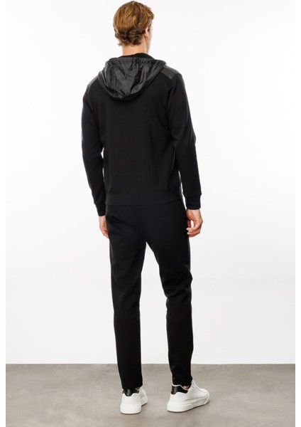 Erkek Kapüşonlu Kanguru Cepli Eşofman Üstü Siyah indirimleri