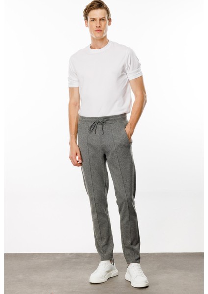 Erkek Cepleri Fermuarlı Eşofman Altı Antra/melanj