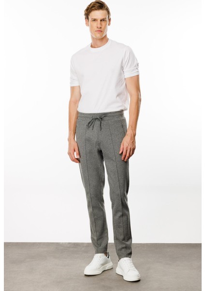 Erkek Cepleri Fermuarlı Eşofman Altı Antra/melanj