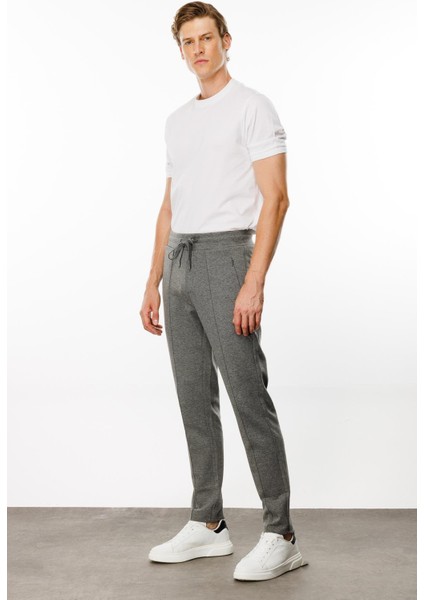 Erkek Cepleri Fermuarlı Eşofman Altı Antra/melanj