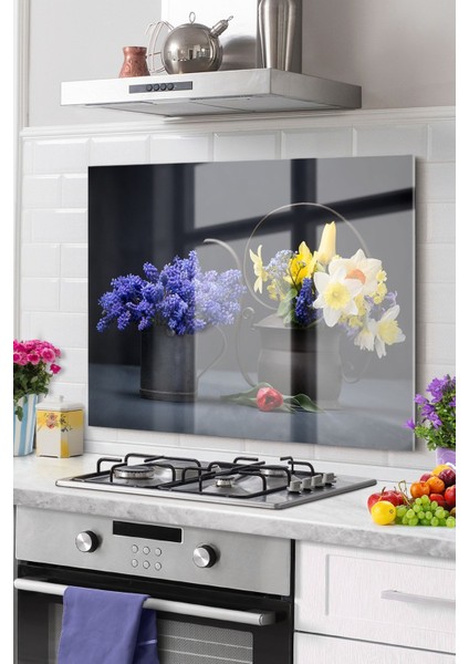 50x60cm Mutfak Cam Ocak Arkası Koruyucu, Siyah, Düz Desen modelleri