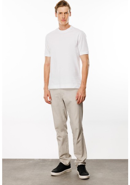 Erkek Sıfır Yaka Basic Pamuklu T-Shirt Beyaz fiyatları