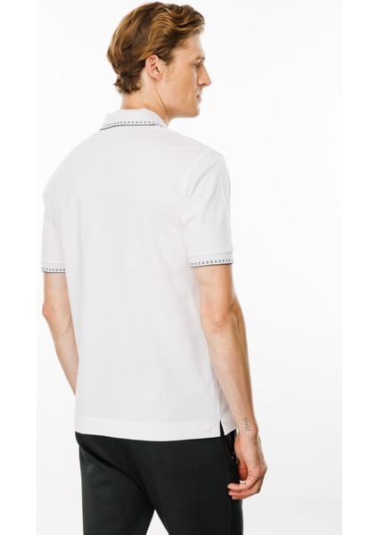 Erkek Polo Yaka Yakası Fermuarlı T-Shirt Beyaz indirimleri