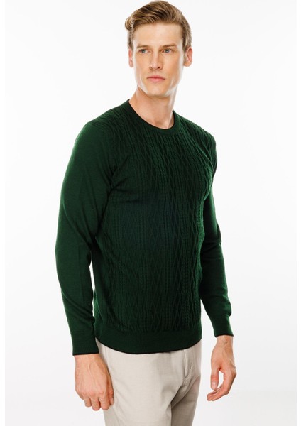 Erkek Sıfır Yaka Önü Baklava Örgü Kazak A.yeşil fiyatları