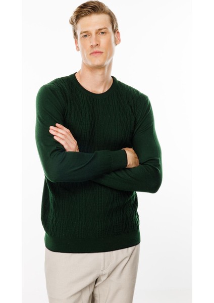 Erkek Sıfır Yaka Önü Baklava Örgü Kazak A.yeşil fırsatları