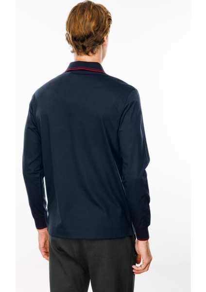 Erkek Polo Yaka Uzun Kollu Sweatshirt Lacivert indirimleri