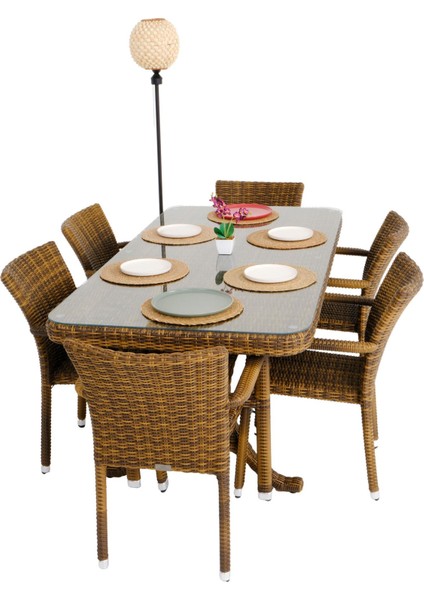 Peter 90X180 Rattan Bahçe Masa Takımı | Rehome