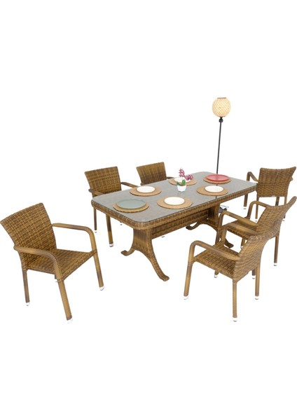 Peter 90X180 Rattan Bahçe Masa Takımı | Rehome