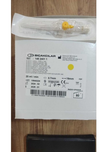 Anjiyokat 24 G Sarı 160 Adet Branül Intraket