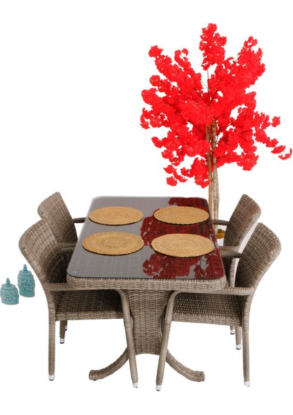 Peter 80X140 Rattan Bahçe Masa Takımı | Rehome