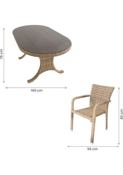 Sunsire 90X160 Rattan Bahçe Masa Takımı | Rehome